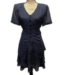 Liz Claiborne Black and White Star Polka Dot Mini Dress